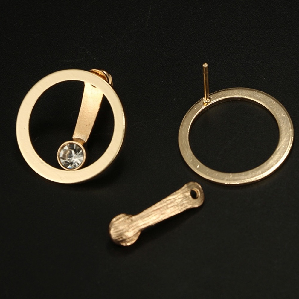 Floating CZ Gold Hollow Circle Stud Earrings - Picture 5 of 8